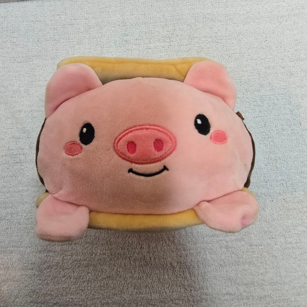 Baby Unbranded Stuffed Animal Pig in Toast One Size Pink Brown - Picture 6 of 8
